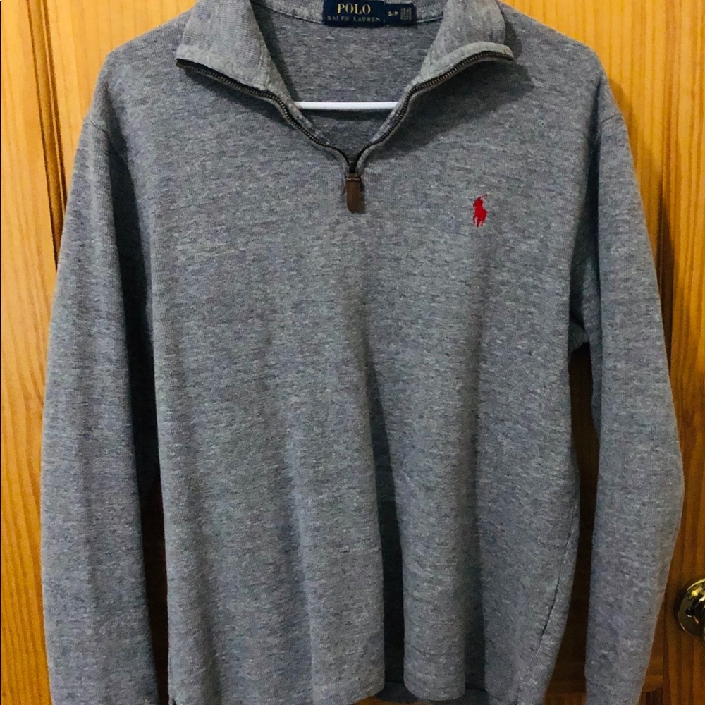 Gray 3/4 zip Ralph Lauren Polo sweatshirt
